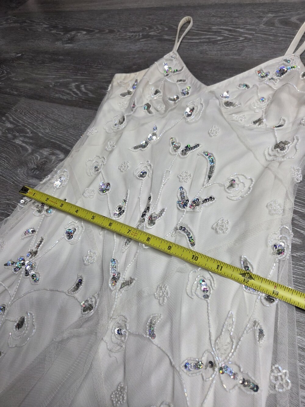 Together White Sequin Beaded Women's Evening Dress Size 6 - Picture 5 of 14